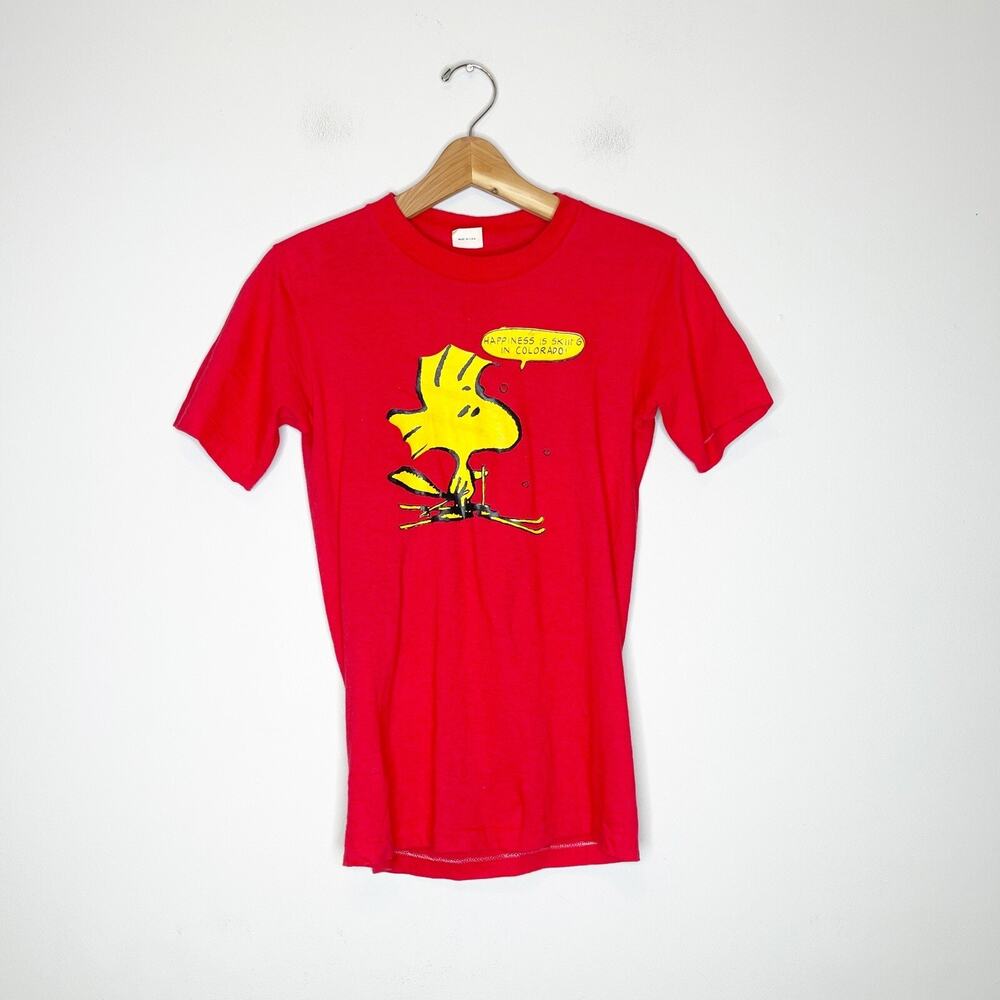 Vintage 80s Woodstock Ski Colorado Small T-Shirt Red Single Stitch Novelty Tee - Picture 2 of 5